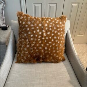 Brown and White Faux deer skin Fur Pillow